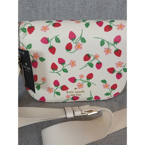 Kate Spade Madison Strawberry Vine Saddle Crossbody Bag Cottagecore NEW - Picture 1 of 12